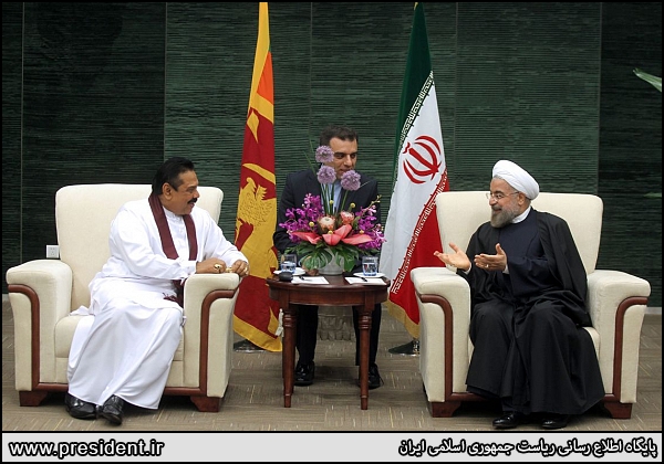 Iran president Rouhani and Sri Lankan president meeting in China