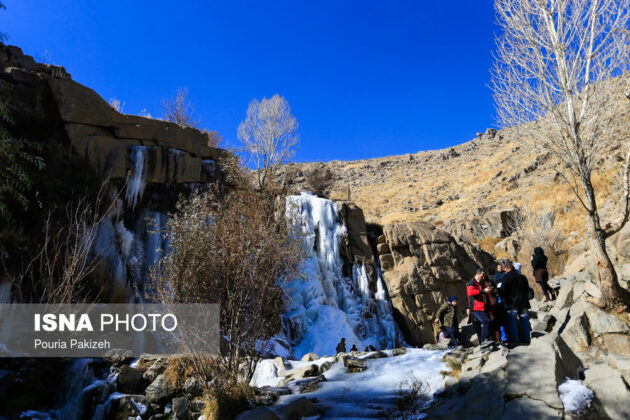 Iran`s Ganjnameh Waterfall Freezes