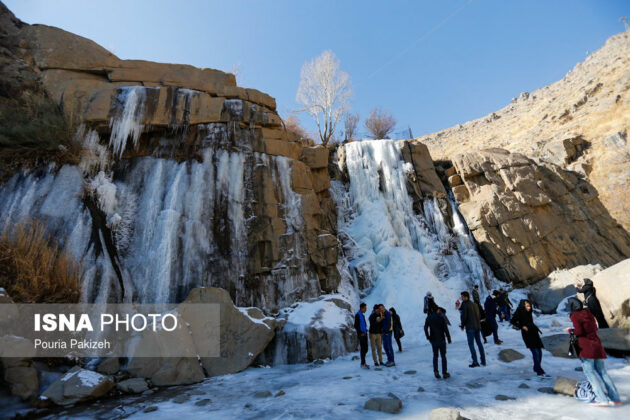 Iran`s Ganjnameh Waterfall Freezes