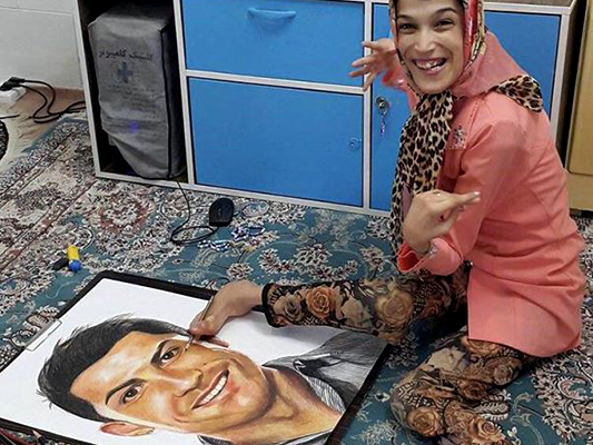 Disabled Girl Acclaimed for Painting Ronaldo’s Portrait with Her Feet