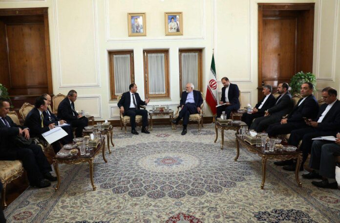 Mohammad Javad Zarif and Deputy Foreign Minister of Kyrgyzstan Nuran Niazaliyev