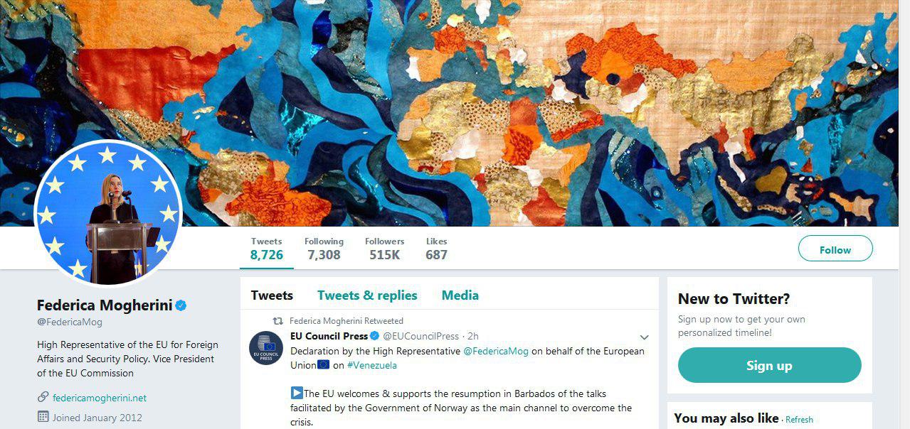 Mogherini’s Twitter Background Image Sparks Controversy in Iran