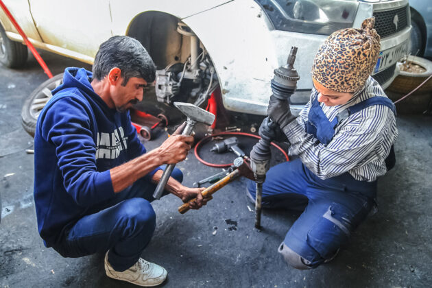 Two Iranian Girls Training to Become Mechanics