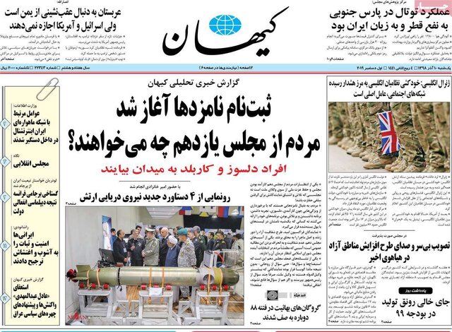A Look at Iranian Newspaper Front Pages on December 1 6