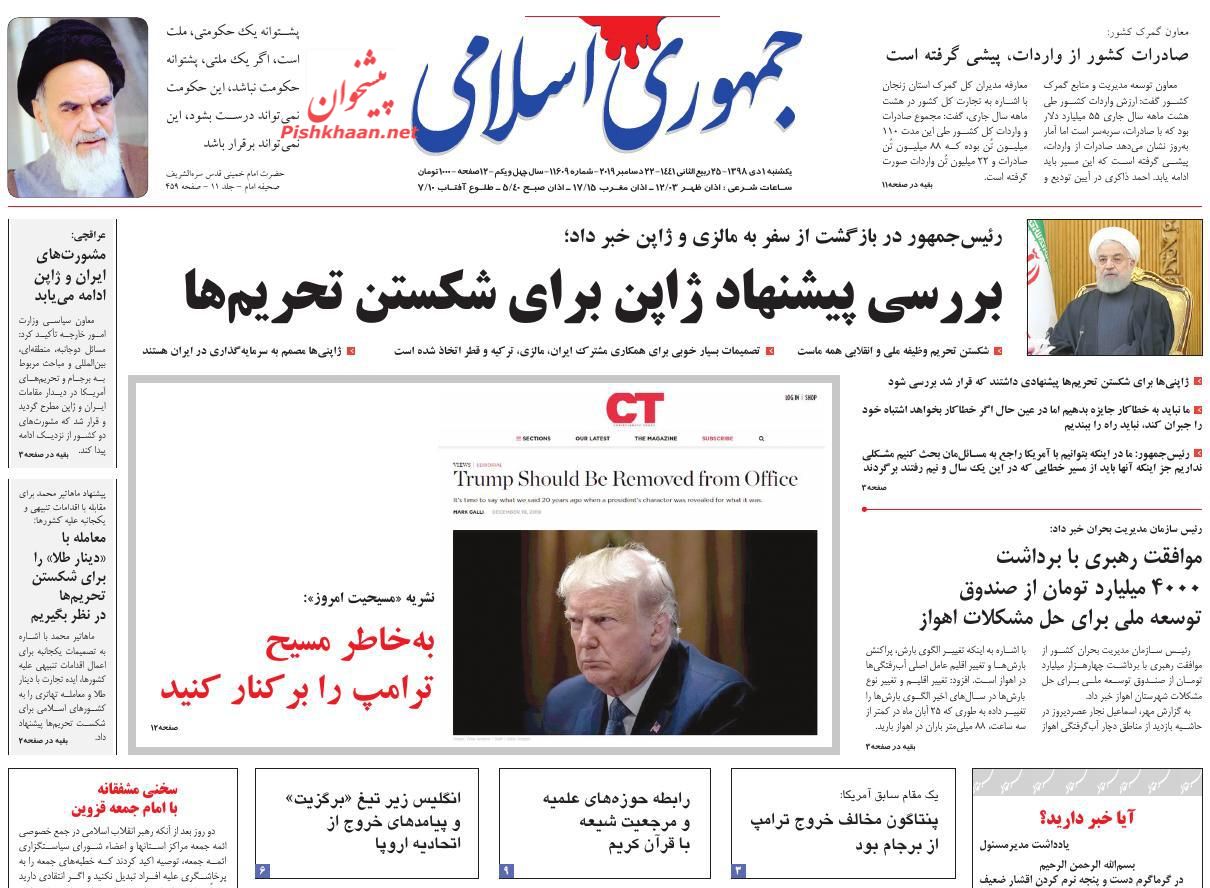 A Look at Iranian Newspaper Front Pages on December 22