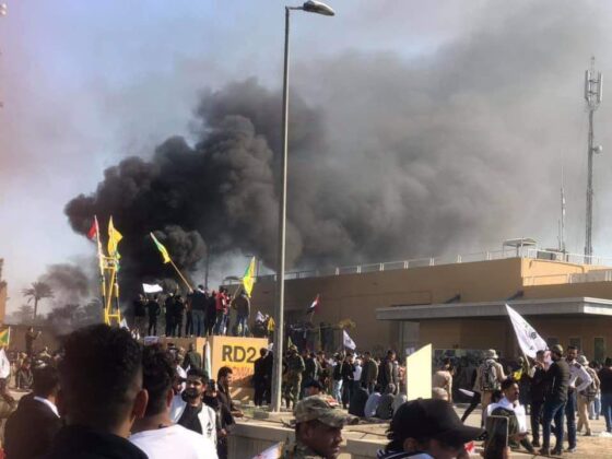 Angry Protesters in Baghdad Set Fire to US Embassy’s Gate