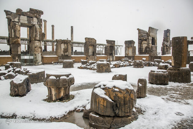 Persepolis World Heritage Site Blanketed with Snow