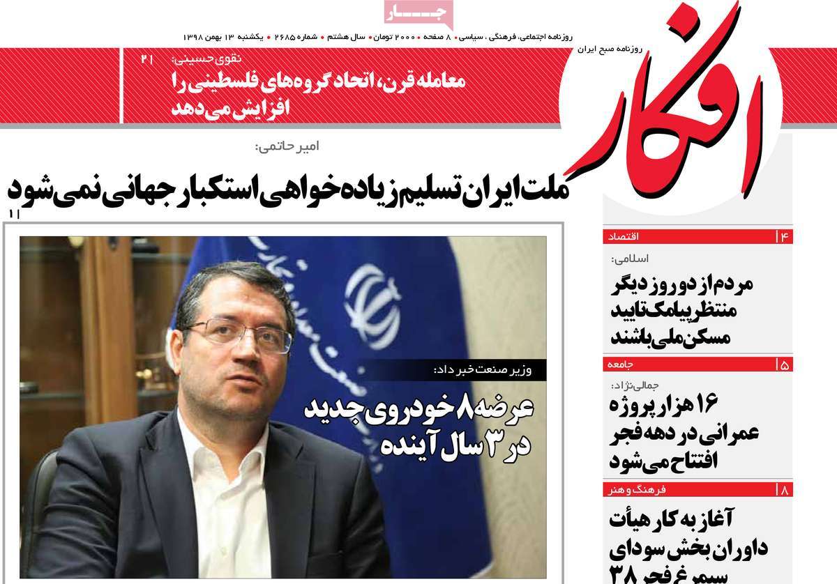 A Look at Iranian Newspaper Front Pages on February 2 2