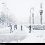 Snowfall in Rasht, north of Iran