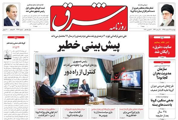 A Look at Iranian Newspaper Front Pages on March 16