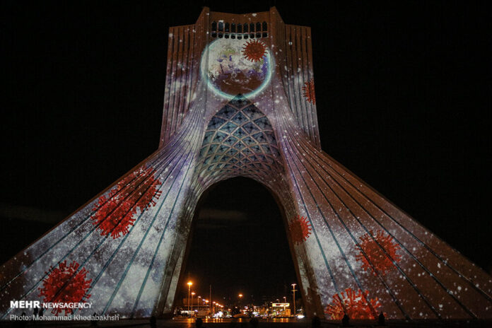 Coronavirus Solidarity Videomapping on Tehran Azadi Tower