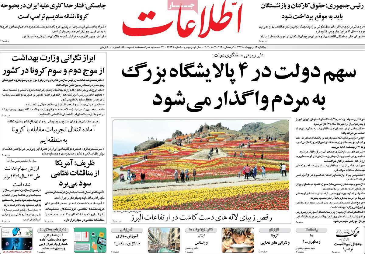 A Look at Iranian Newspaper Front Pages on May 3