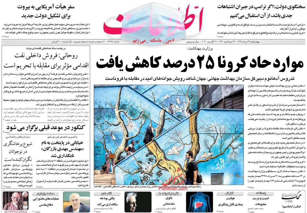 Uma olhada nas primeiras páginas dos jornais iranianos em 12 de agosto 7
