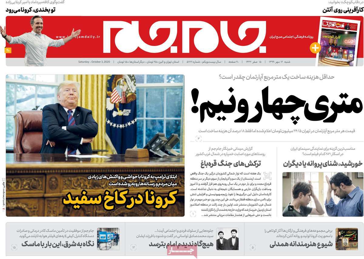 A Look at Iranian Newspaper Front Pages on October 3