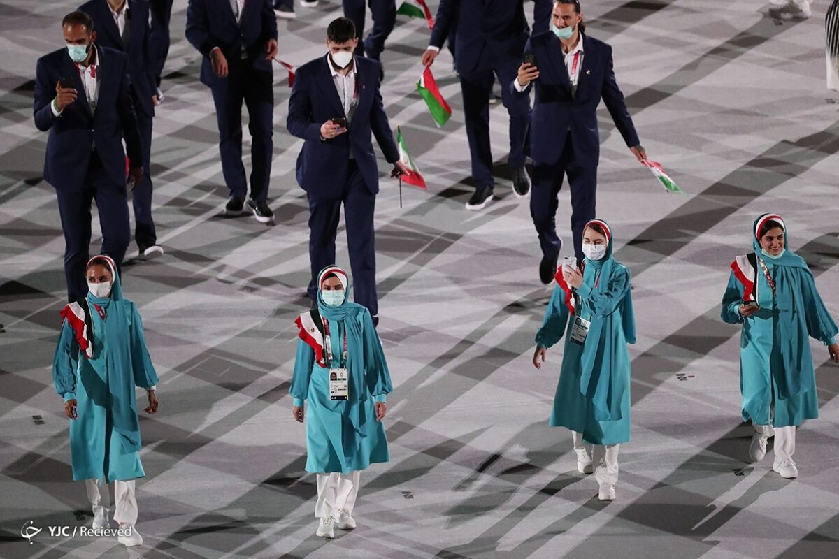 Team Iran Walk In Parade Of Nations At Tokyo Olympics Opening Ceremony ...