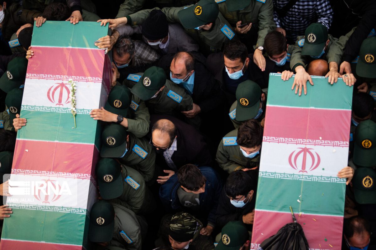 Iran holds mass funeral for military advisers killed in Israeli attack on Damascus