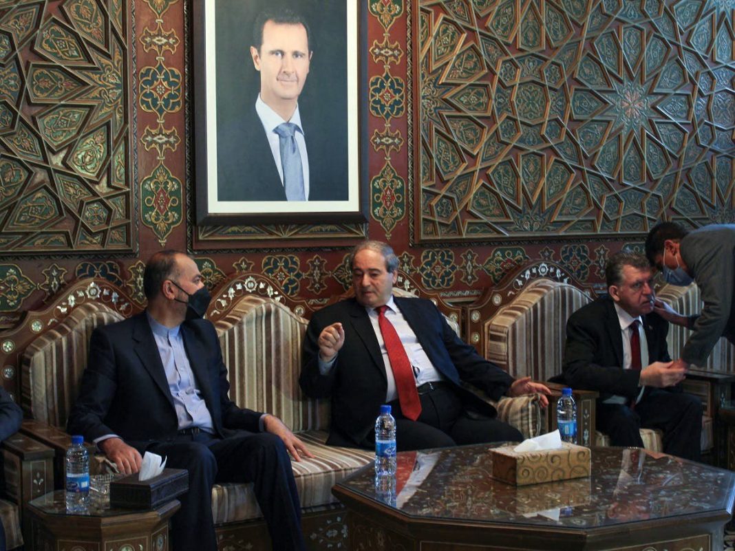 Iran's Foreign Minister Hossein Amir Abdollahian & Syrian counterpart Faisal Mekdad in Damascus
