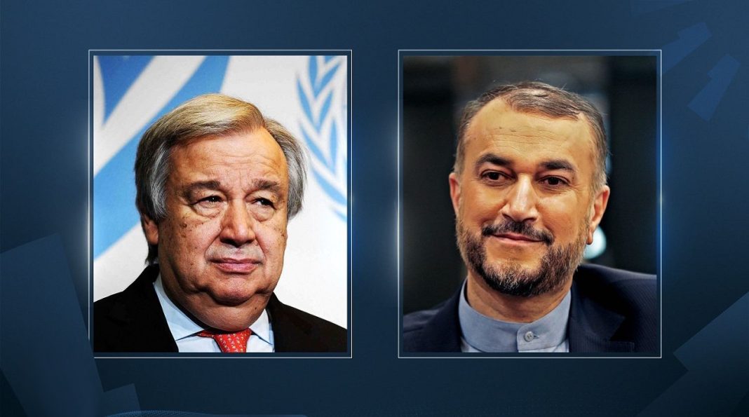 Antonio Guterres and Hossein Amir Abdollahian