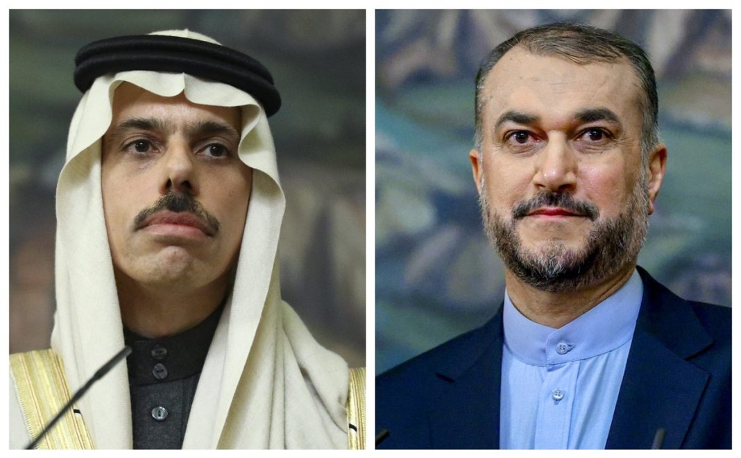 Iran and Saudi FMs Hossein Amir Abdolalhian and Faisal bin Farhan