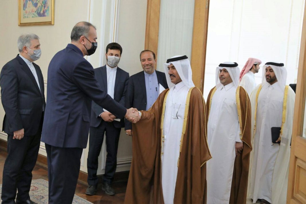 Iranian Foreign Minister Hossein Amir Abdollahian & Qatari officials