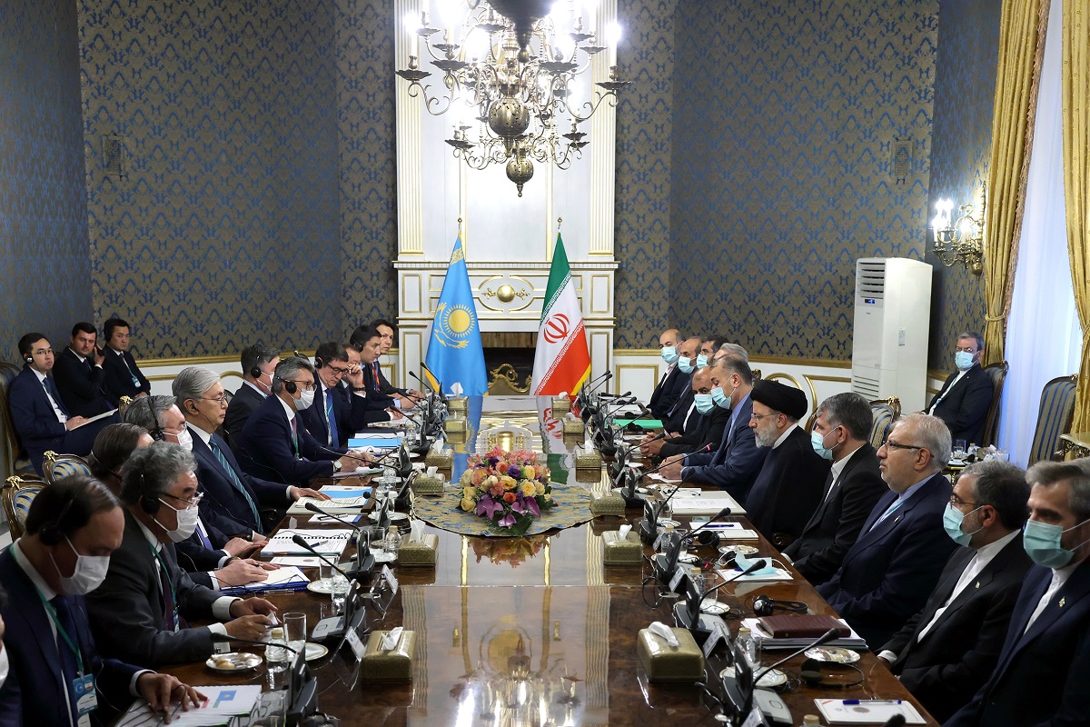 Iran and Kazakh Presidents Ebrahim Raisi & Kassym-Jomart Tokayev