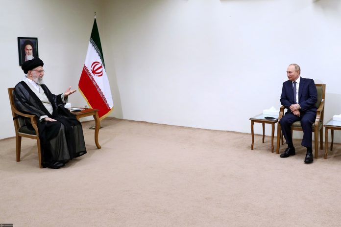 Leader of the Islamic Revolution Ayatollah Seyyed Ali Khamenei and Russian President Vladimir Putin