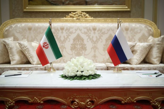 Iran and Russia Flags