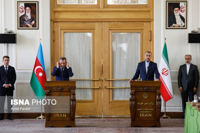 Iran and Azeri FMs Hossein Amirabdollahian and Jeyhun Bayramov