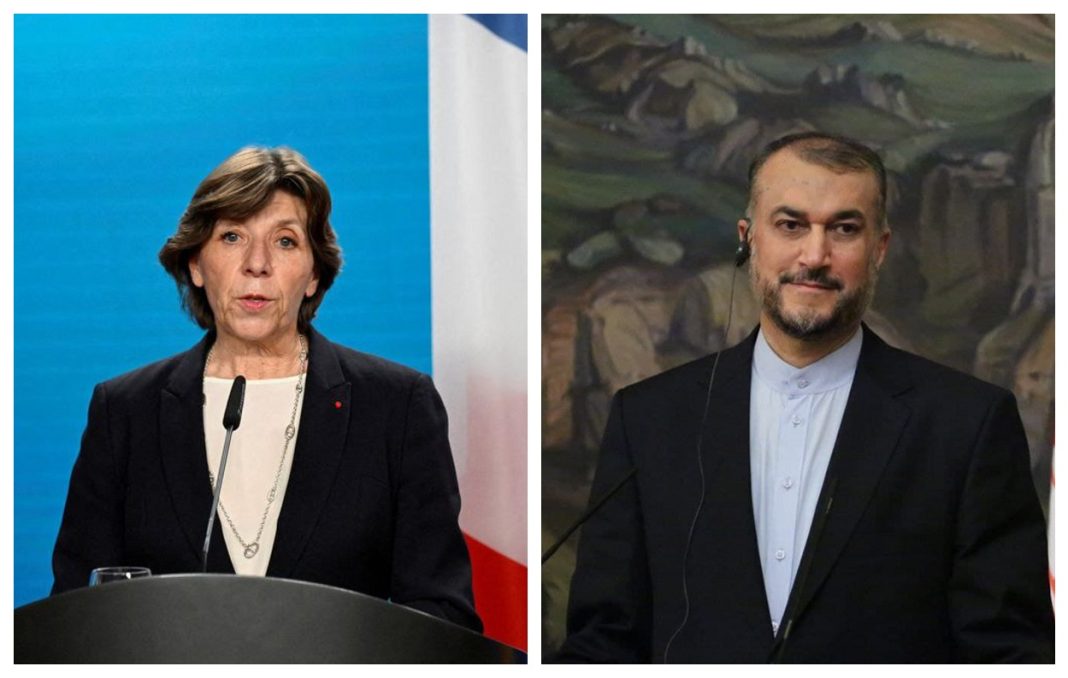 Iran and French FMs Hossein Amirabdollahian and Catherine Colonna