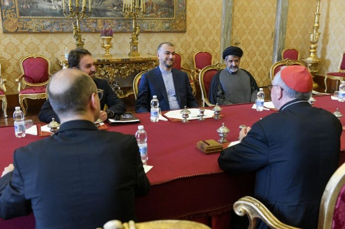 Iranian Foreign Minister Hossein Amirabdollahian & Vatican's Secretary of State Cardinal Pietro Parolin