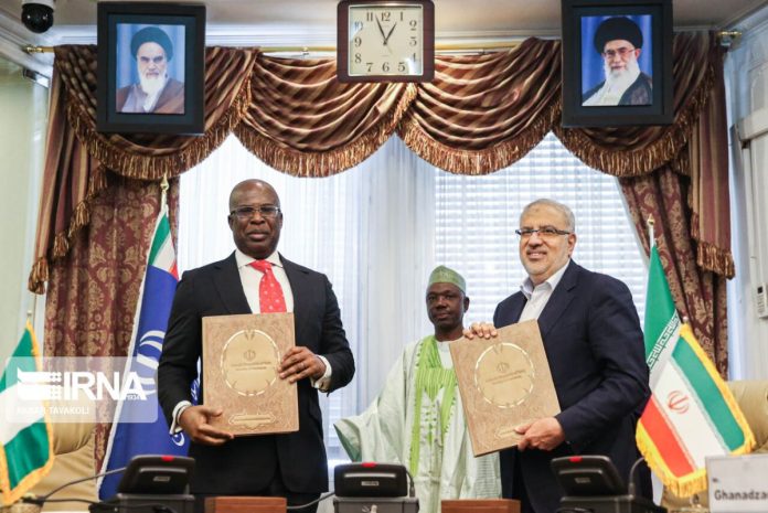 Iran and Nigeria Oil Ministers Owji and Sylva