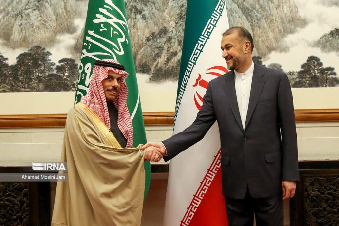 Hossein Amirabdollahian and Prince Faisal bin Farhan Al Saud