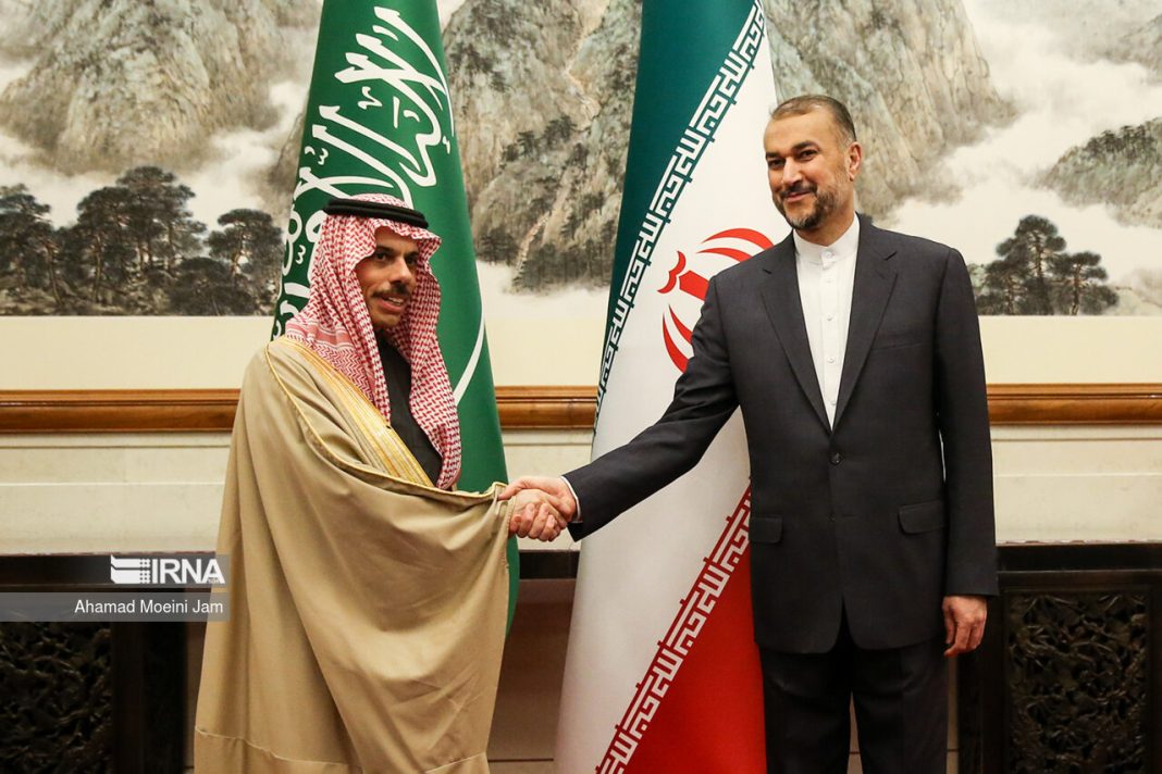Hossein Amirabdollahian and Prince Faisal bin Farhan Al Saud