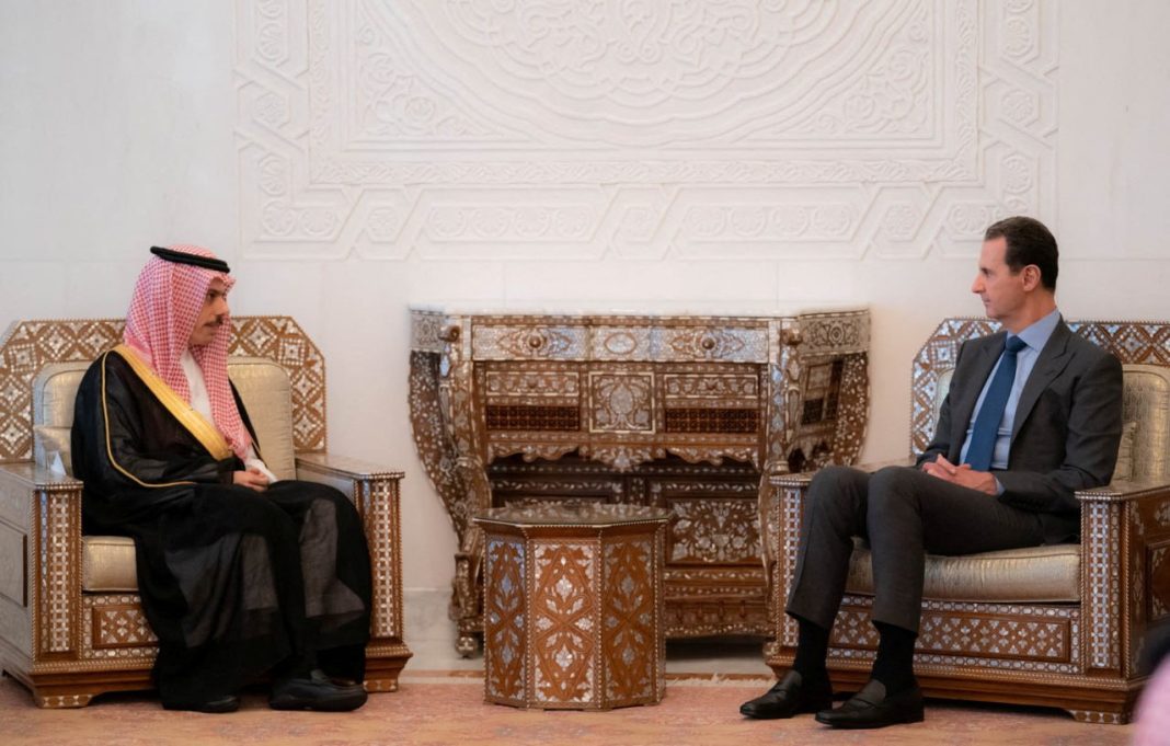 Syria's President Bashar al-Assad meets with Saudi Foreign Minister Prince Faisal bin Farhan, in Damascus