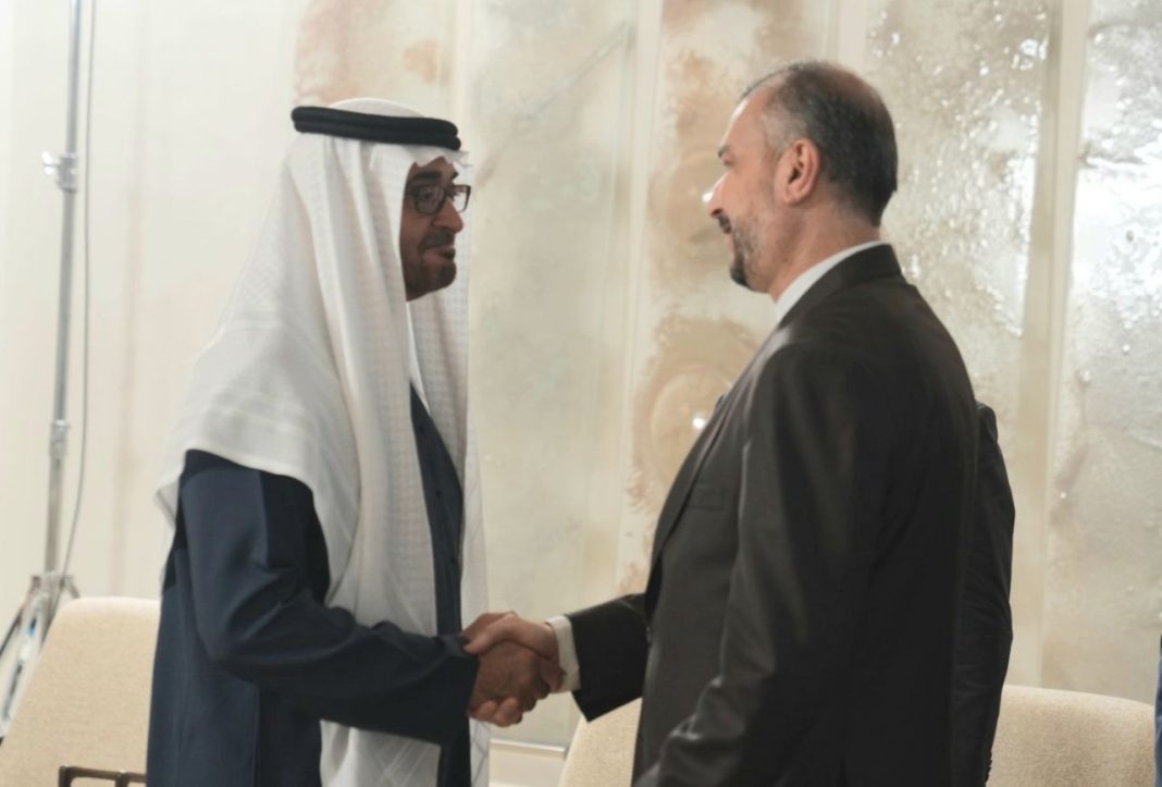 Hossein Amirabdollahian and Sheikh Mohammed bin Zayed Al Nahyan