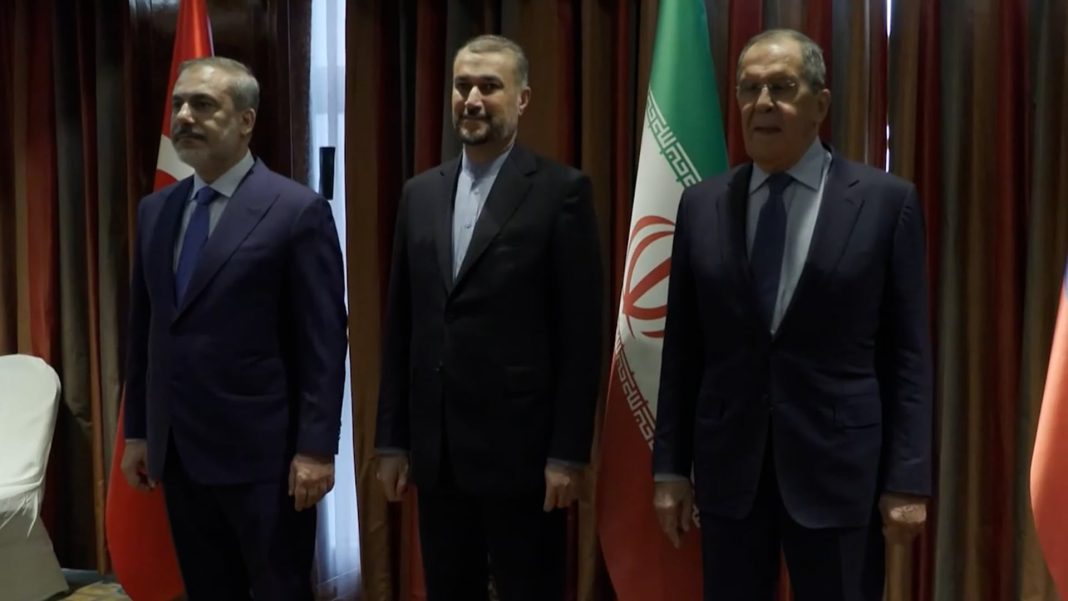Sergey Lavrov, Hossein Amirabdollahian and Hakan Fidan