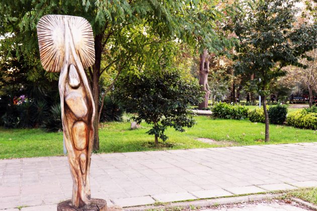 Iran tourism: Mohtasham Garden’s statues in Rasht, northern Iran