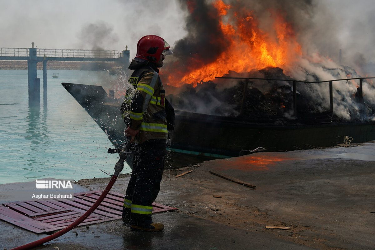 Fire burns barges at Iran’s Qeshm Island 1 Fire Iran