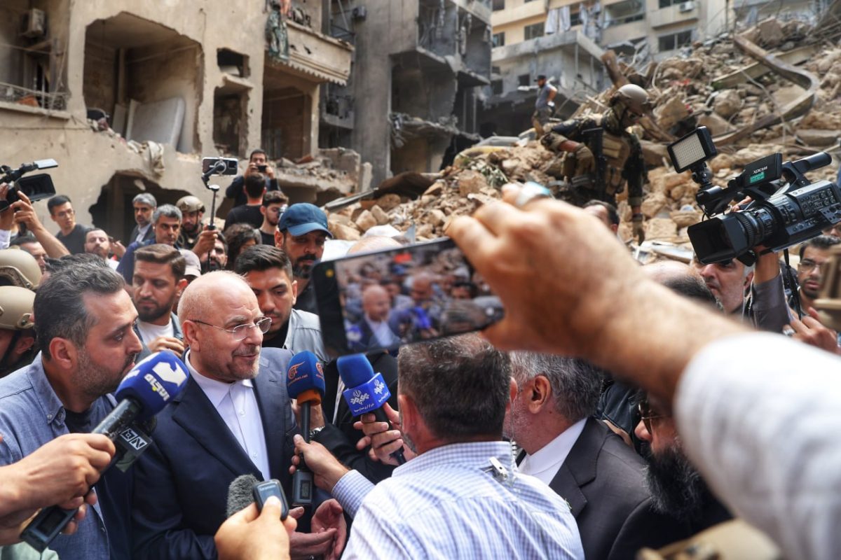 Iran's speaker visits Beirut's neighborhood destroyed in Israel attack