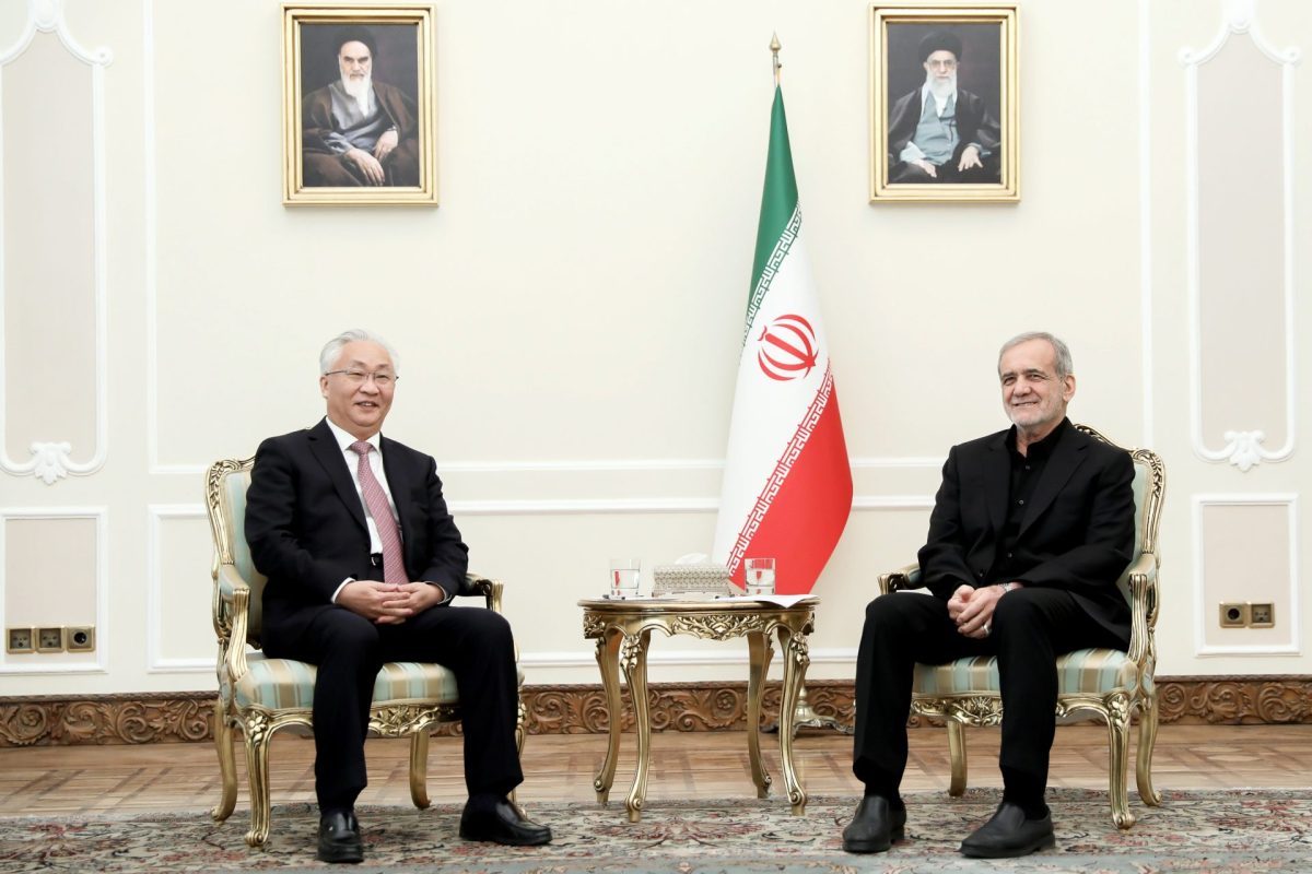 Iran president announces commitment to implementing 25-year partnership deal with China 1 Masoud Pezeshkian and Zhang Guoqing