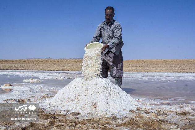 Salt crystals shine along Iran’s Kal-Shur River