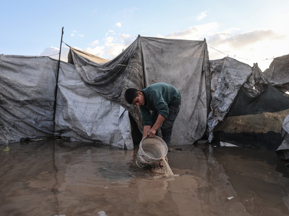 Gazans suffer flooded tents, debris as cold and rain lash enclave